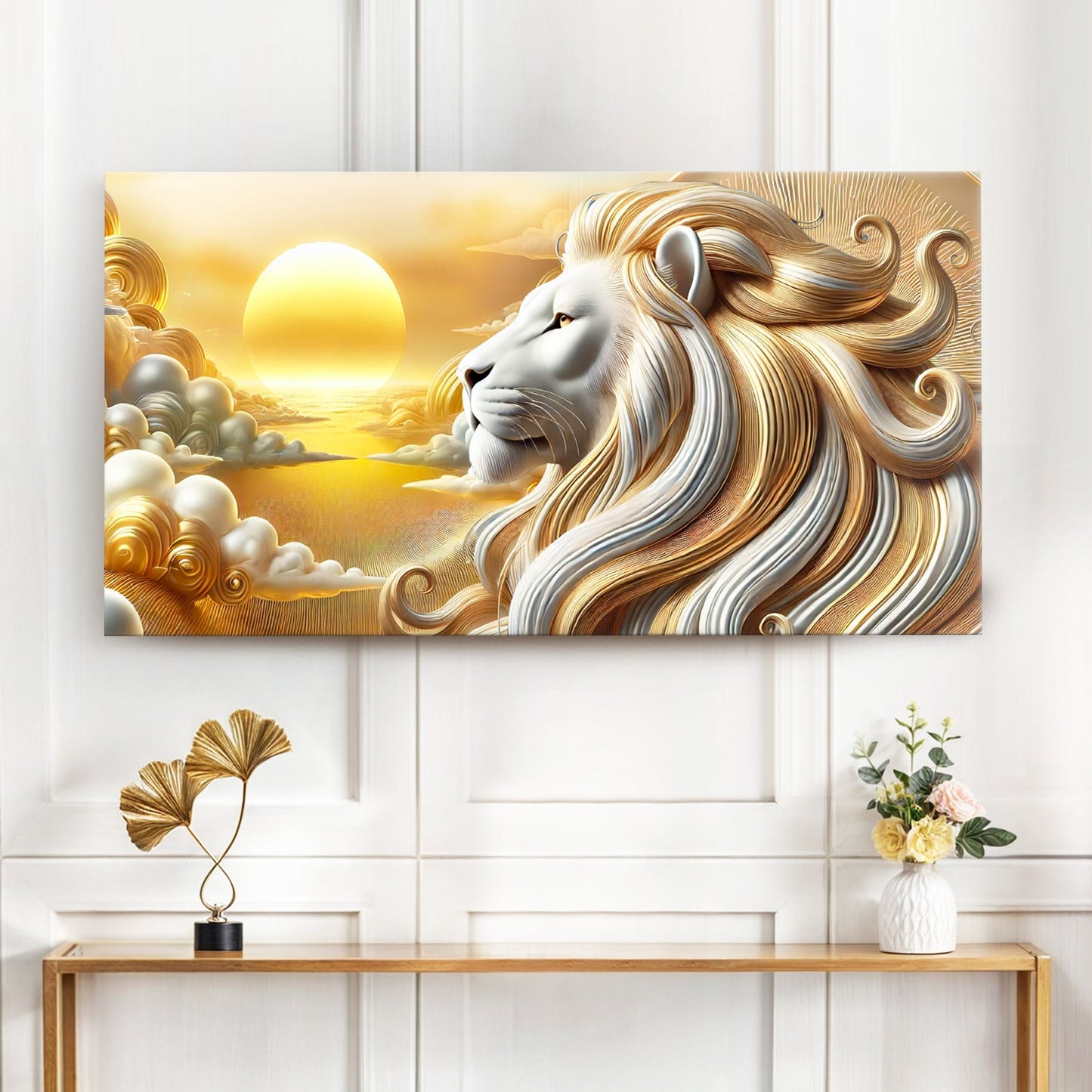 3D majestic lion canvas wall art design five