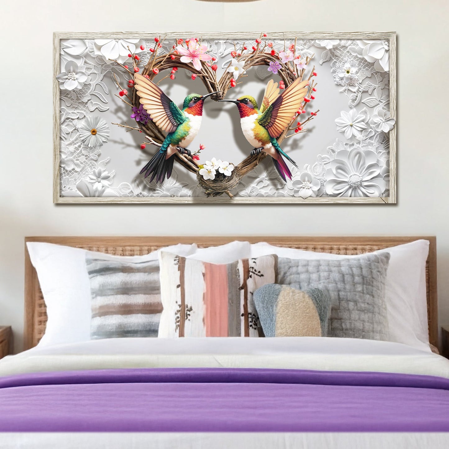 3D hummingbirds canvas wall art design four