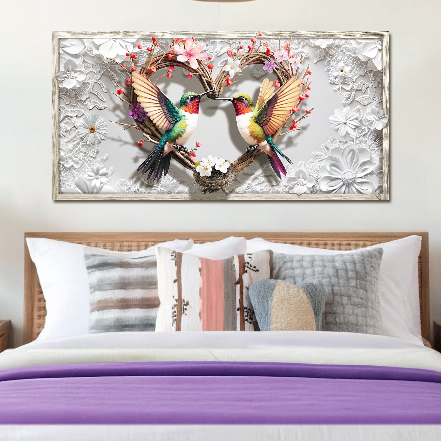 3D hummingbirds canvas wall art design four