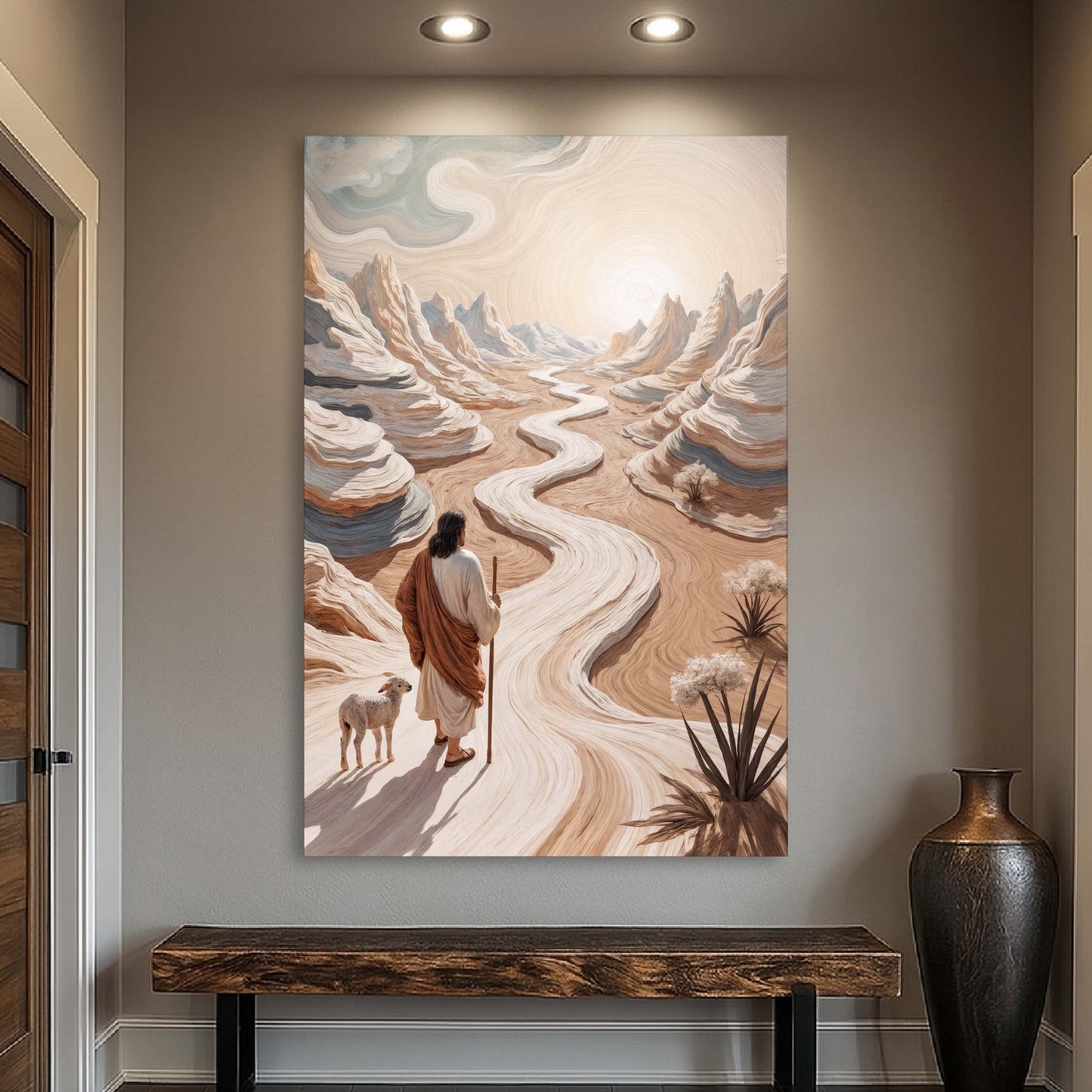 Parable of the Lost Sheep faith canvas wall art design III with scripture theme