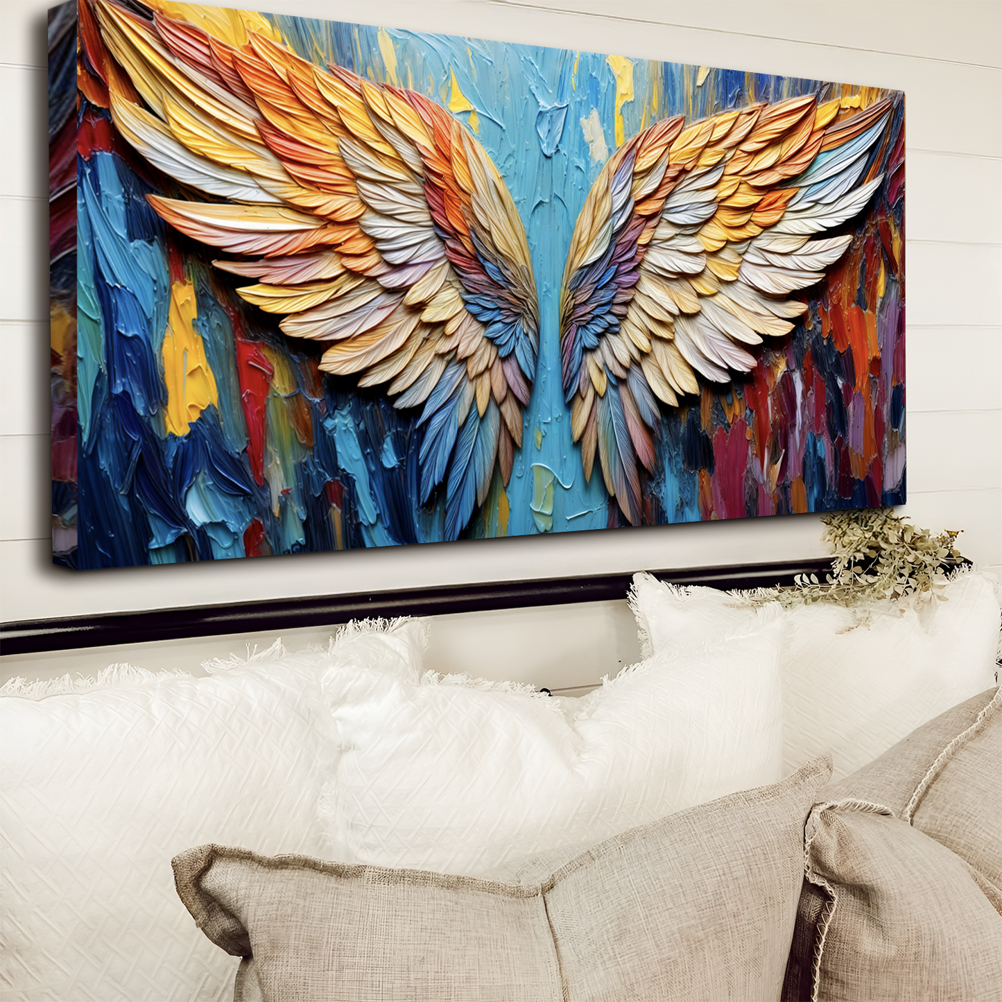 Wings of hope canvas wall art with softly rendered wings, inspirational decor