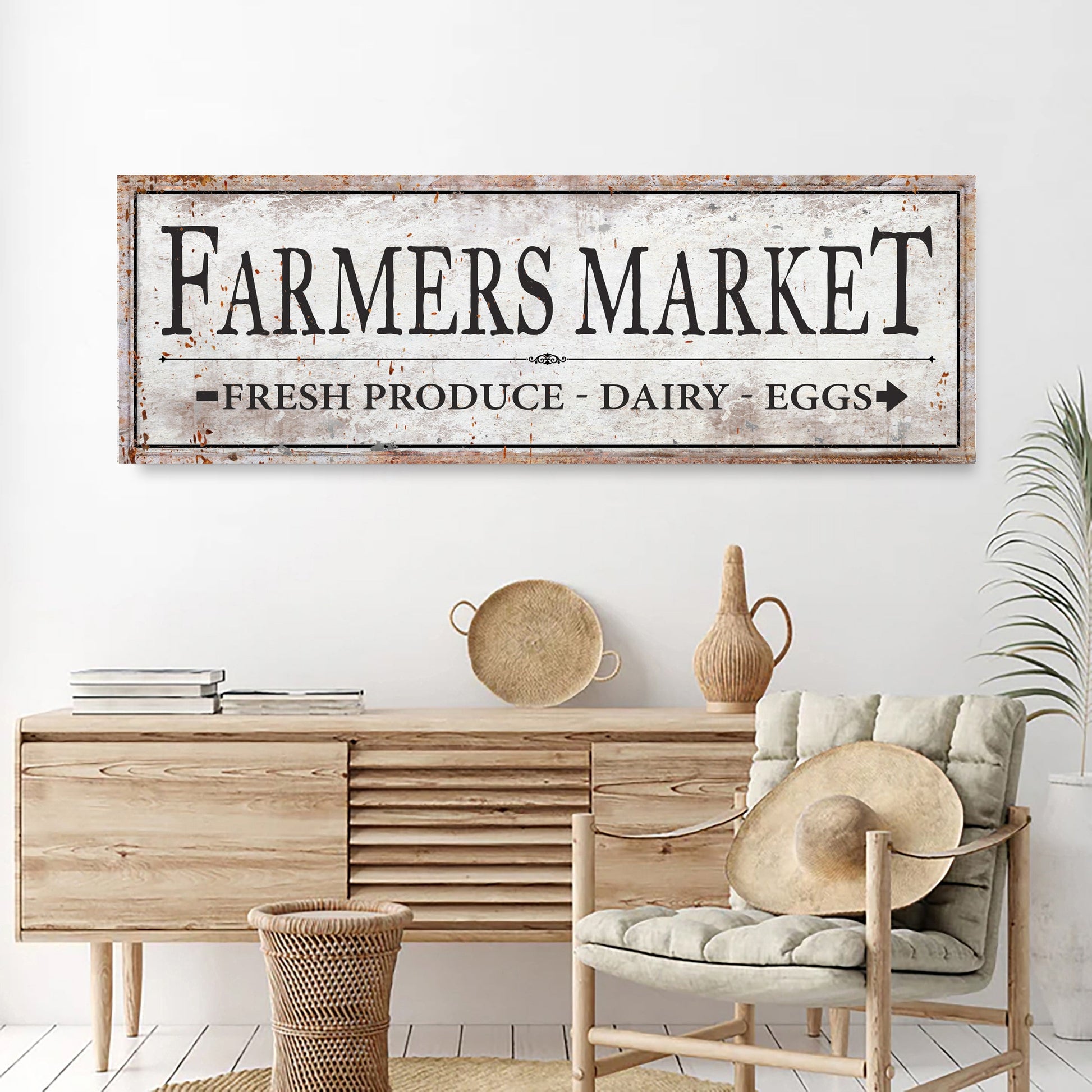 Farmers Market canvas wall art sign for kitchen or dining room