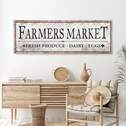 Farmers Market canvas wall art sign for kitchen or dining room