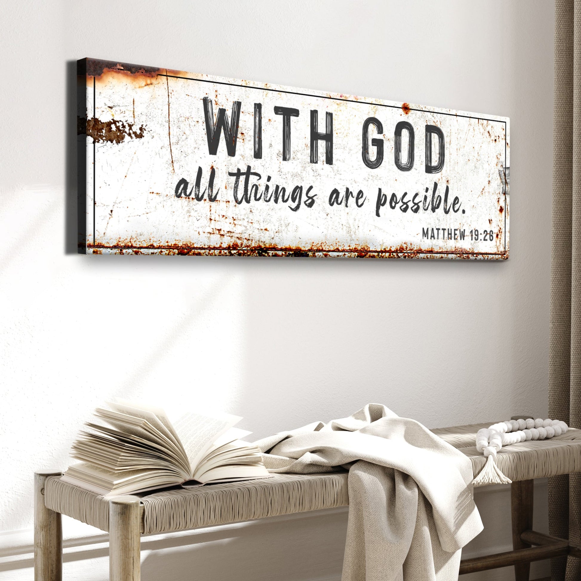 With God All Things Are Possible Christian canvas with expressive bold lettering
