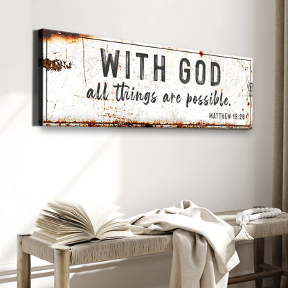 With God All Things Are Possible Christian canvas with expressive bold lettering
