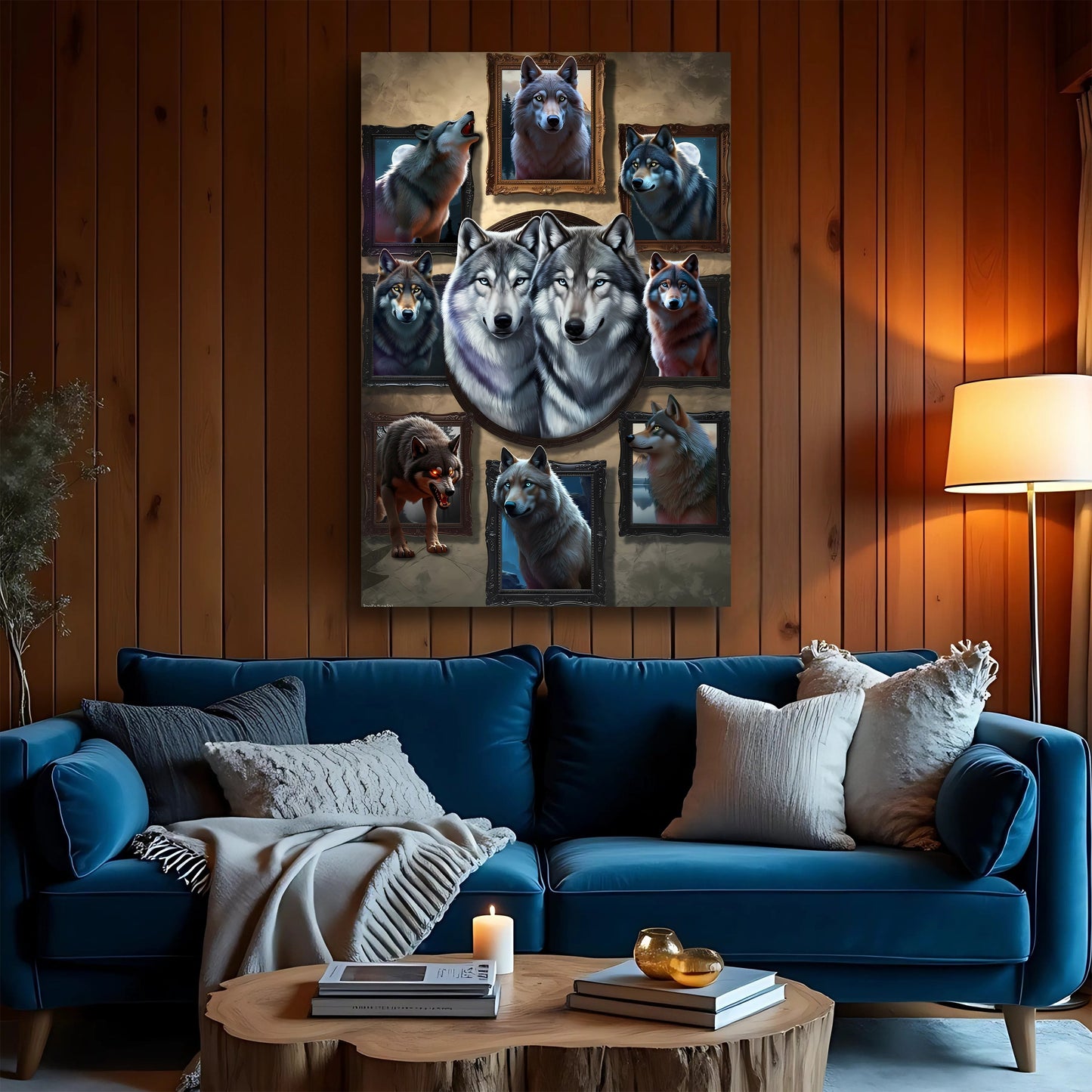 3D Wolf Collage Canvas Wall Art