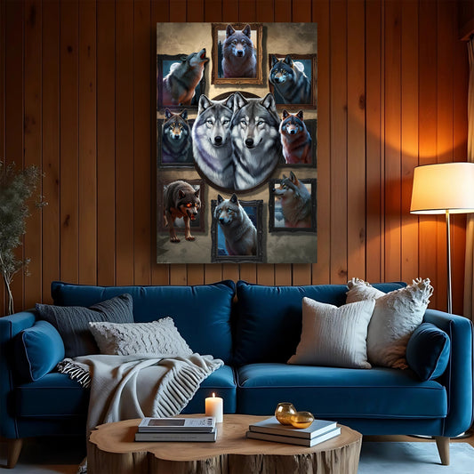 3D Wolf Collage Canvas Wall Art