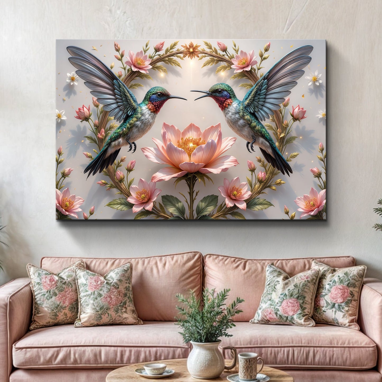 3D hummingbirds canvas wall art design six