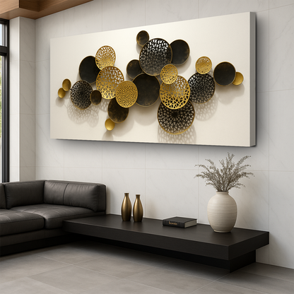 Lotus leaf abstract canvas wall art — minimal botanical design, gallery-wrapped canvas