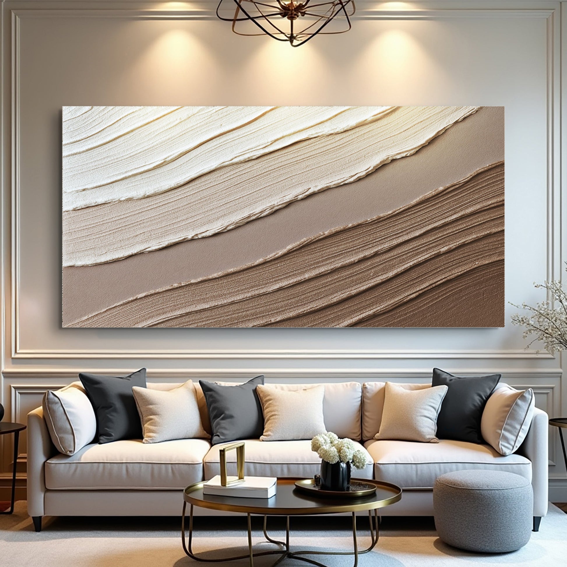 Minimalist wide-format abstract canvas wall art — panoramic clean-lined modern decor