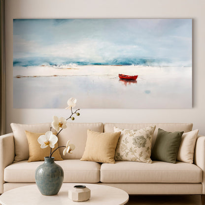 Misty morning abstract canvas wall art — tranquil hazy landscape gallery wrapped