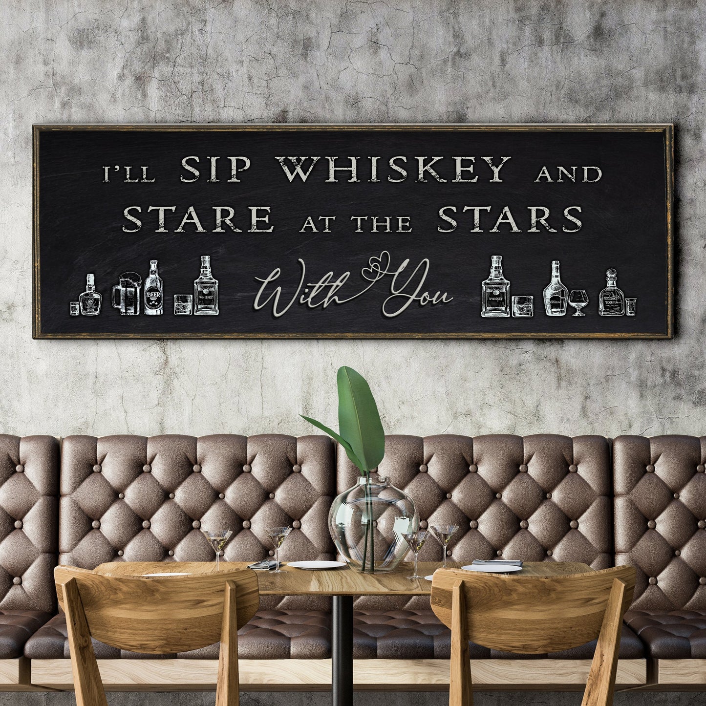 Sip whiskey with you bar sign canvas wall art home bar decor