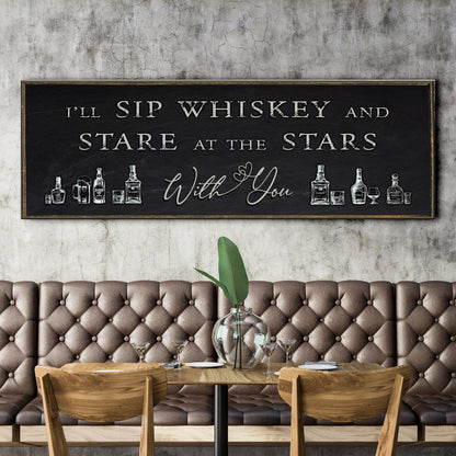 Sip whiskey with you bar sign canvas wall art home bar decor