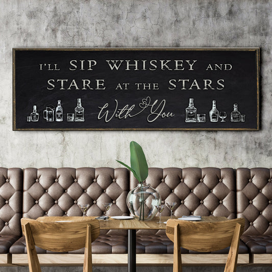 Sip whiskey with you bar sign canvas wall art home bar decor