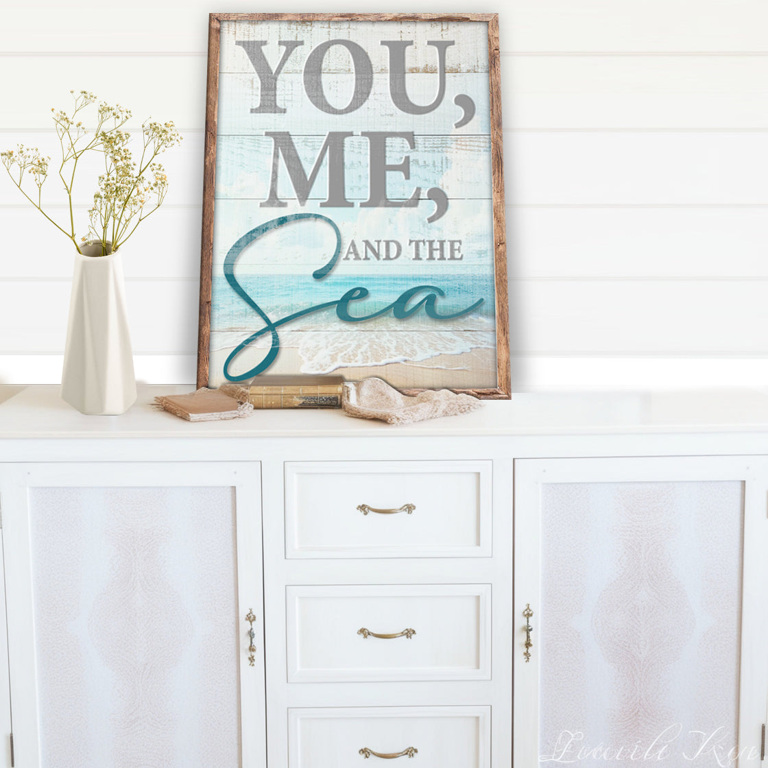 You Me and the Sea Coastal Sign Canvas Wall Art