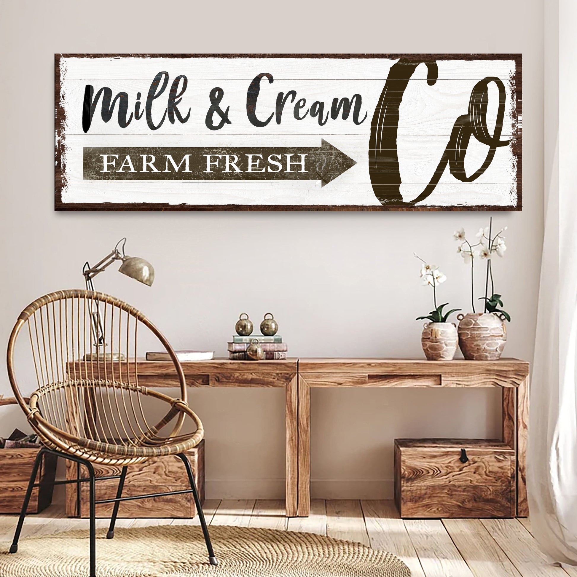 Farm Fresh Milk and Cream Co vintage canvas sign wall art for kitchen