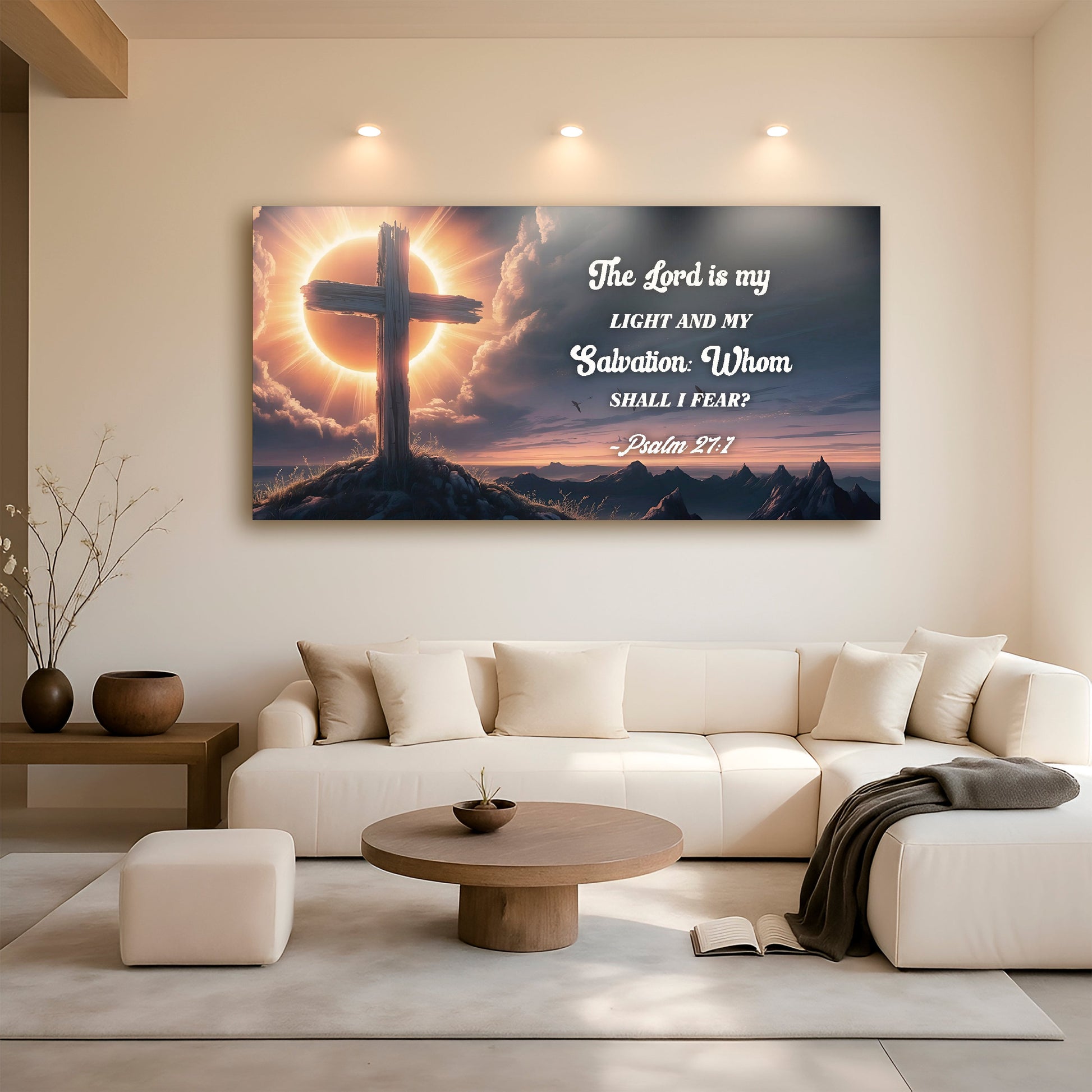 Psalm 27:1 The Lord Is My Light and My Salvation faith canvas wall art — Christian scripture decor
