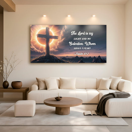 Psalm 27:1 The Lord Is My Light and My Salvation faith canvas wall art — Christian scripture decor