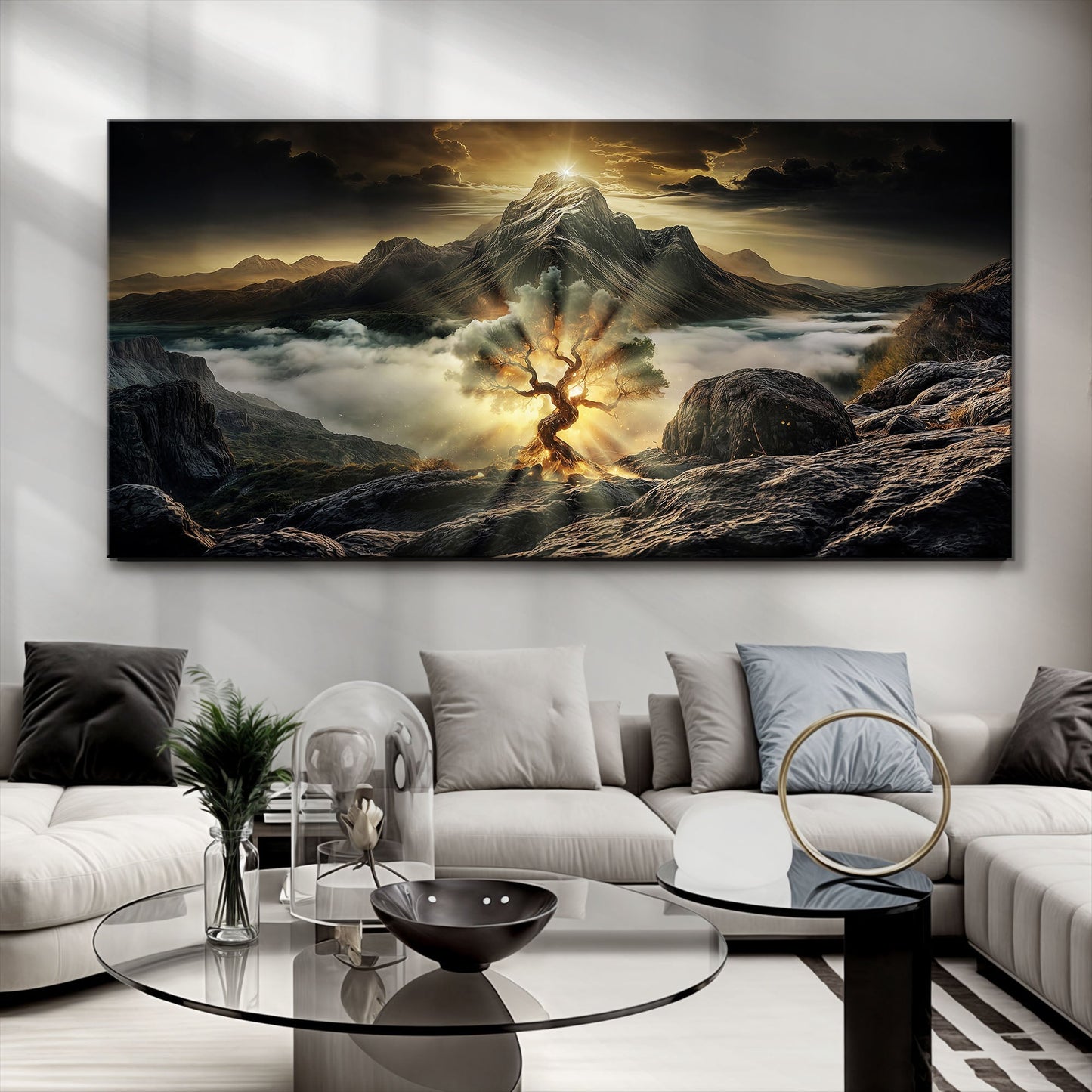 Burning Bush faith canvas wall art with rich glowing color, ready to hang