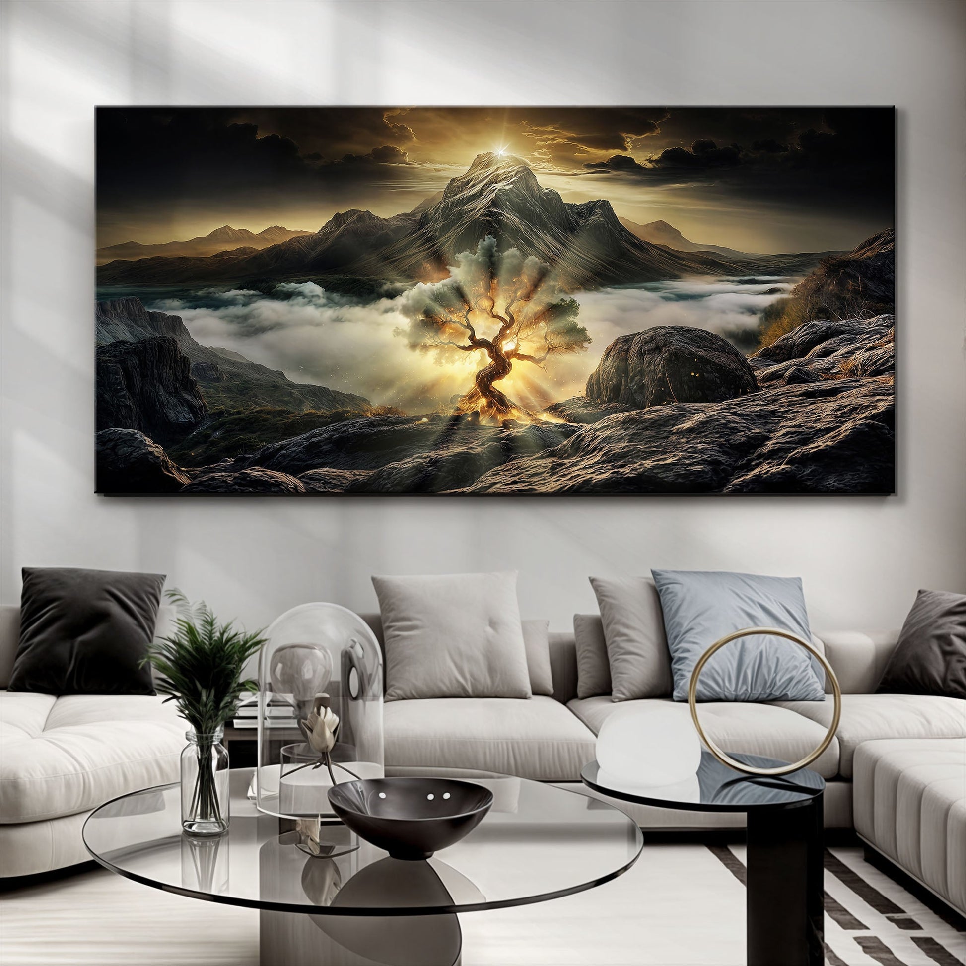 Burning Bush faith canvas wall art with rich glowing color, ready to hang