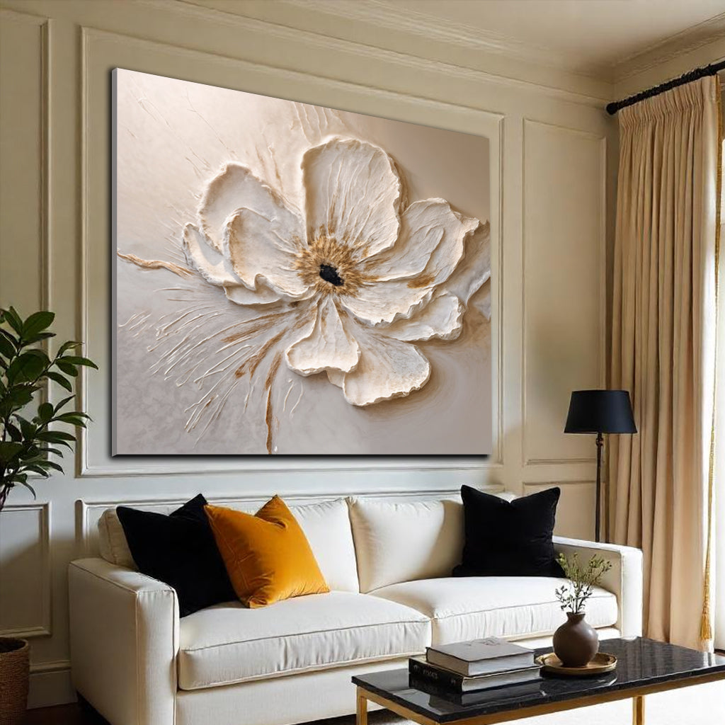 Square floral canvas wall art large-format rich petals, gallery-wrapped, ready to hang