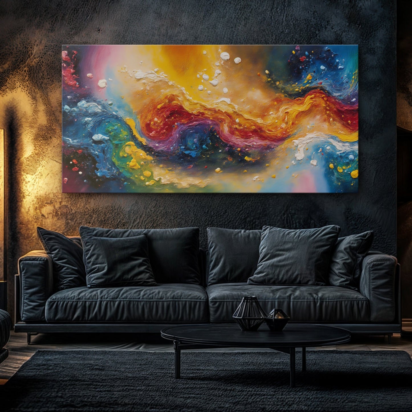 Chroma Nova abstract canvas wall art, bold cosmic colors, modern wall decor