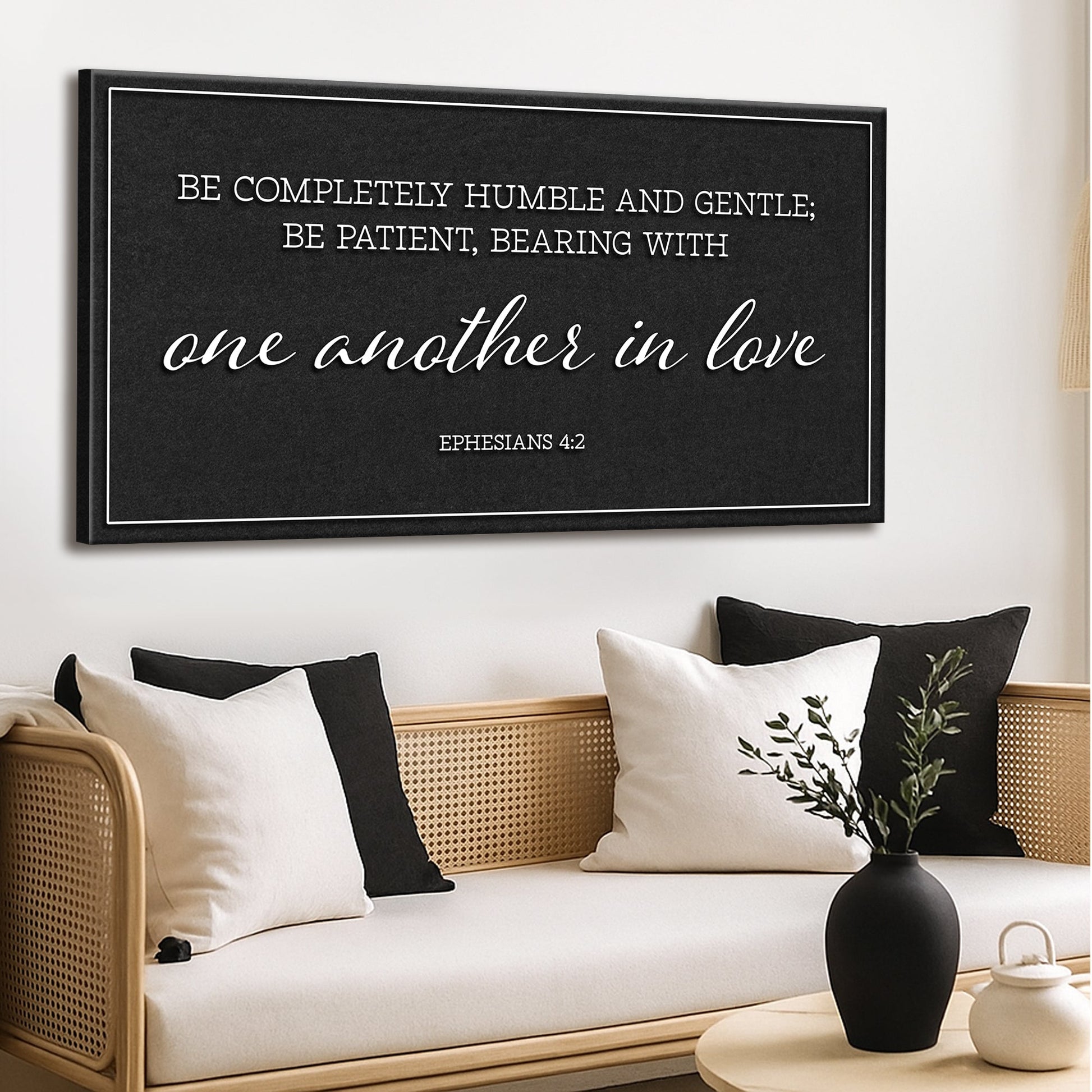 Ephesians 4:2 humble and gentle faith canvas sign