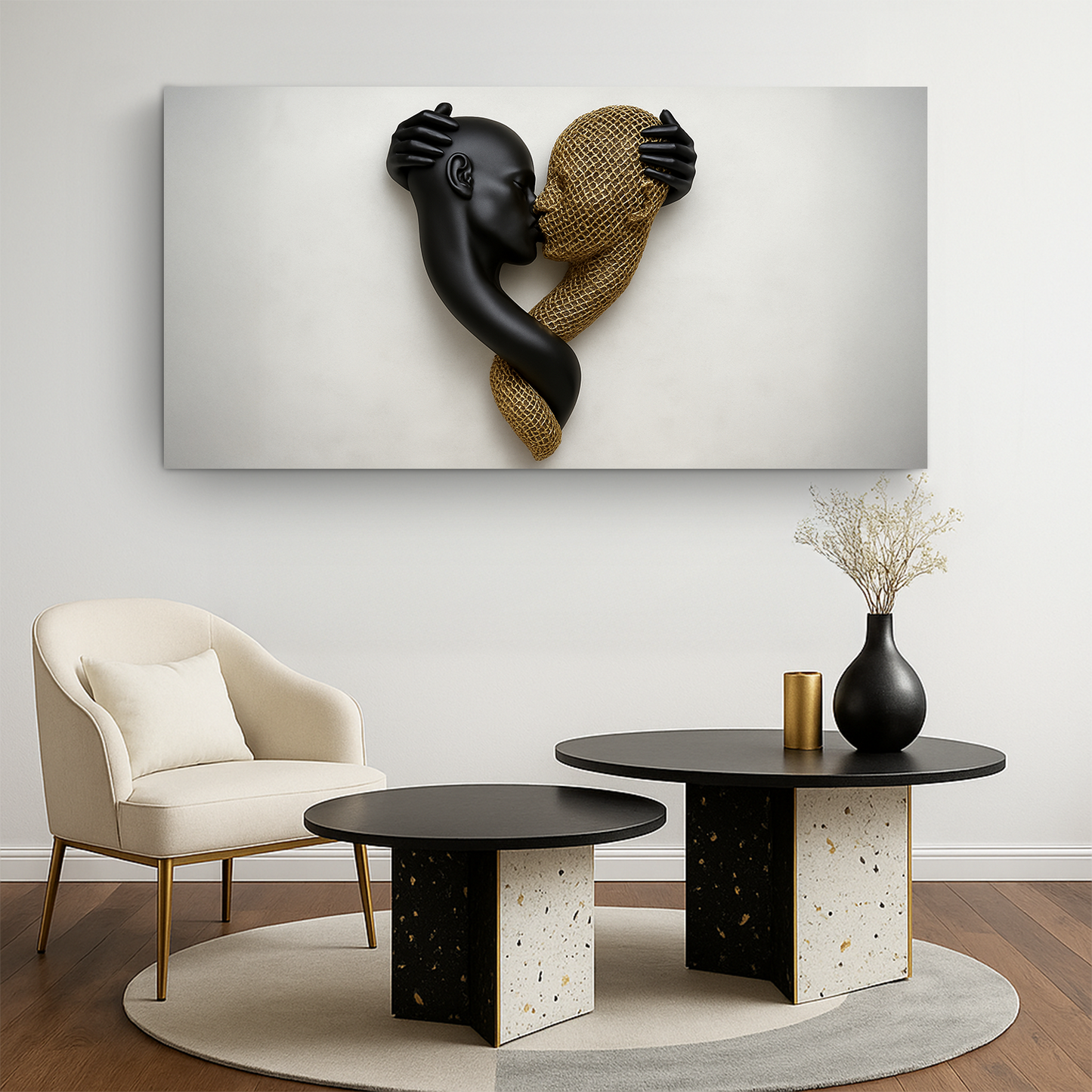 Eternal Love figure abstract canvas wall art with two figures, ready to hang