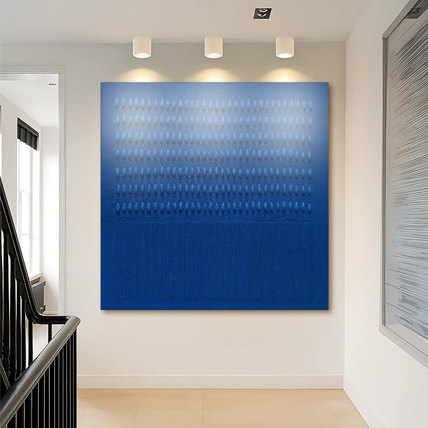 Minimalist blue gradient abstract square canvas wall art — calming modern decor gallery wrapped