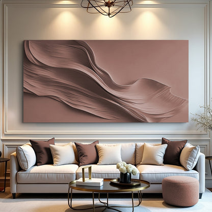 Warm terracotta minimalist canvas wall art in earthy clay tones, ready to hang