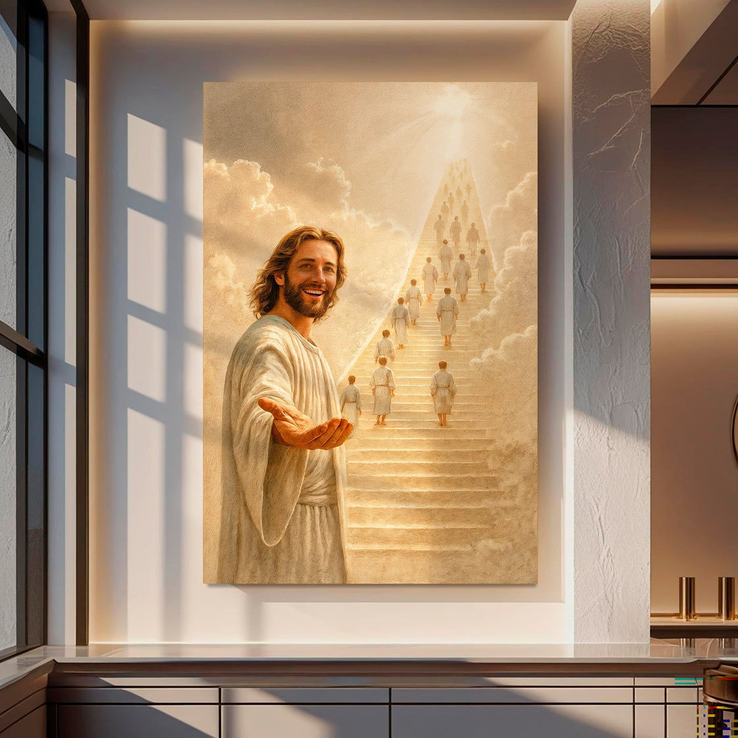 Stairway To Heaven faith canvas wall art with an uplifting peaceful scene, ready to hang