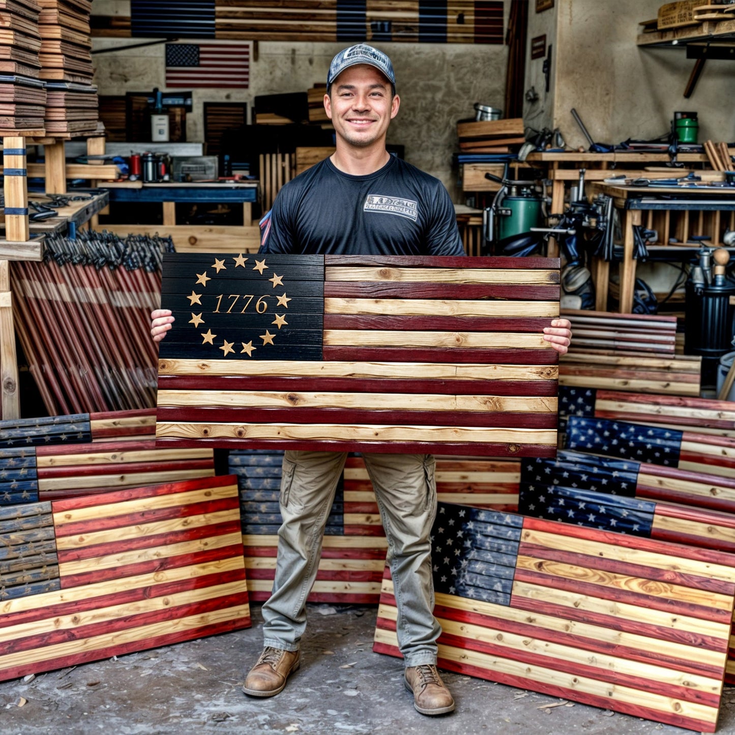 1776 American Flag Canvas Wall Art