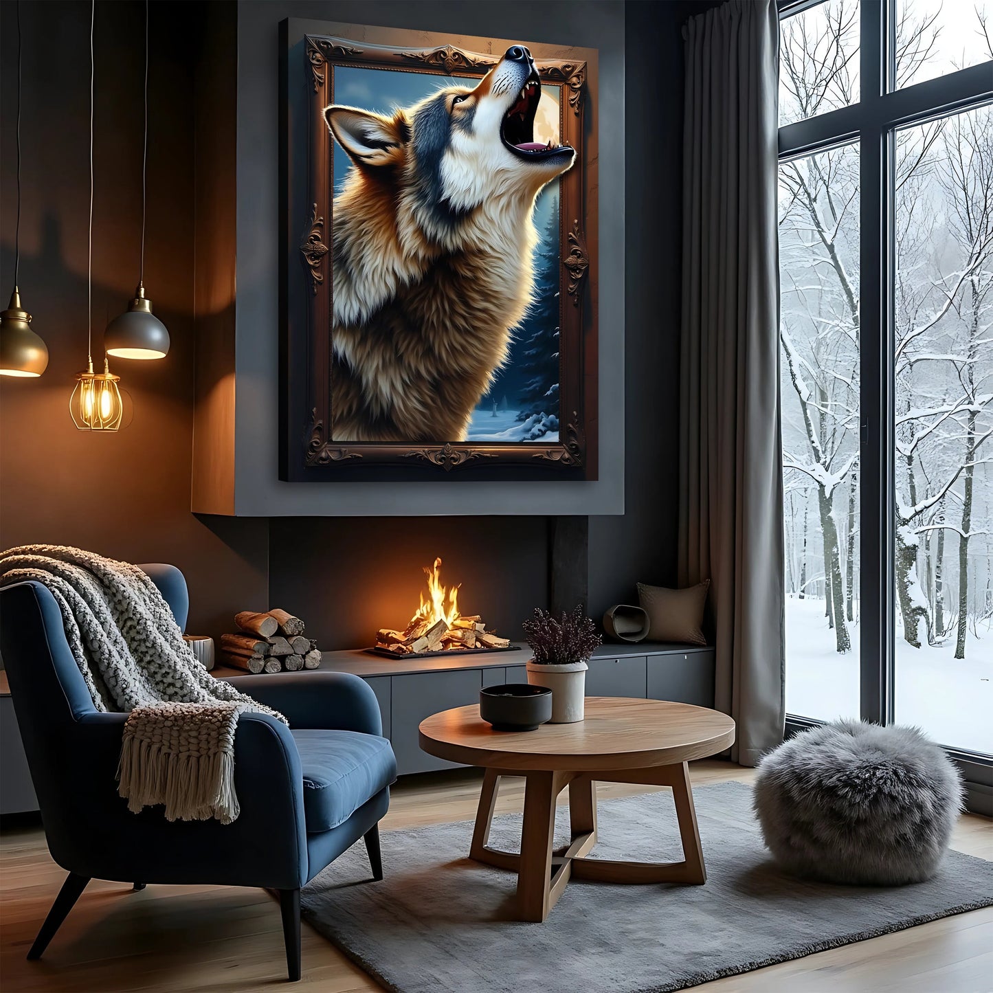 3D Wolf Canvas Wall Art