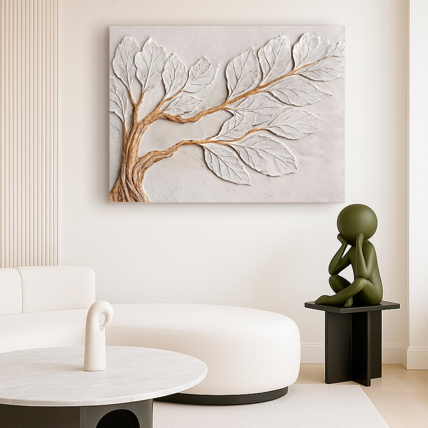 Calm ivory clay abstract canvas wall art with warm neutral tones for contemporary decor