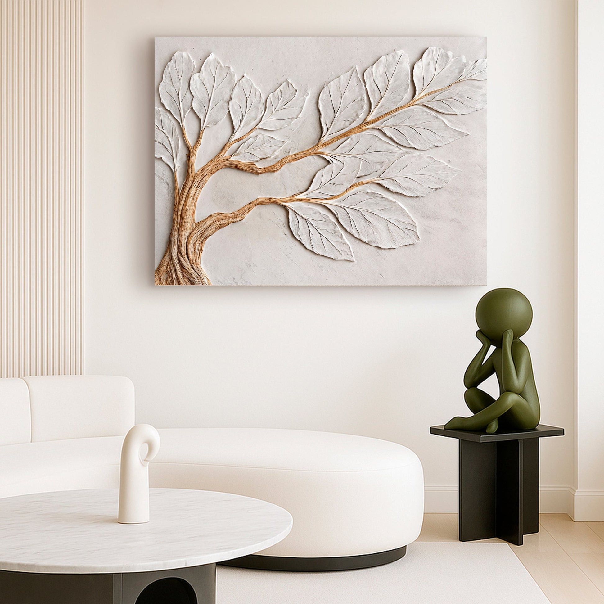 Calm ivory clay abstract canvas wall art with warm neutral tones for contemporary decor