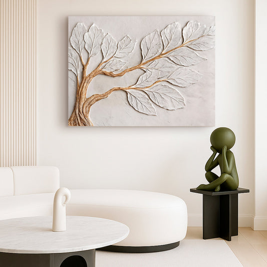 Calm ivory clay abstract canvas wall art with warm neutral tones for contemporary decor