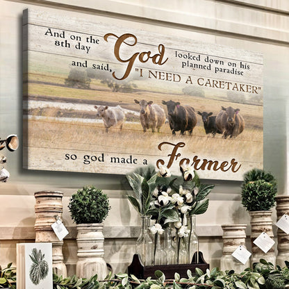God Made a Farmer Canvas Faith Sign - Farm Wall Art
