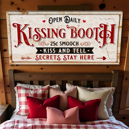 Vintage Rustic Kissing Booth Canvas Sign IV