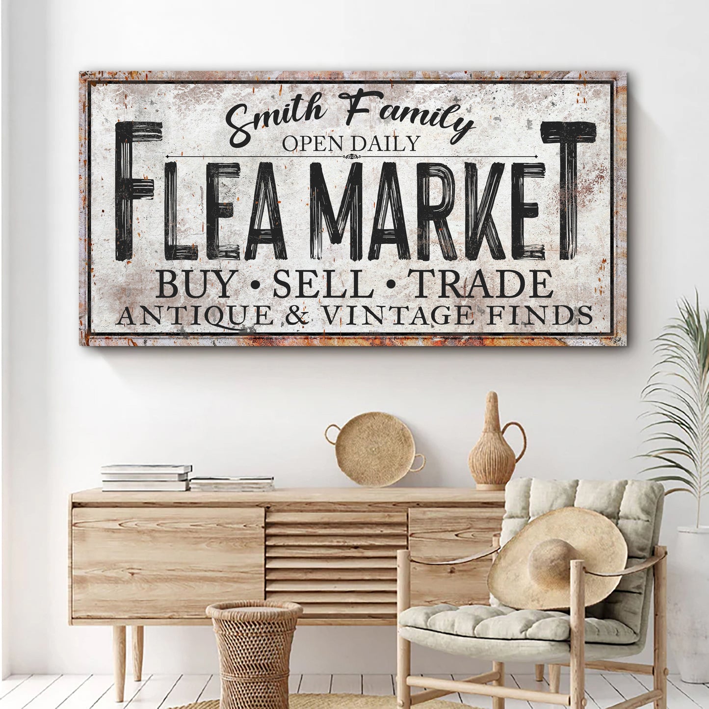 Family Flea Market Vintage Canvas Wall Art Sign