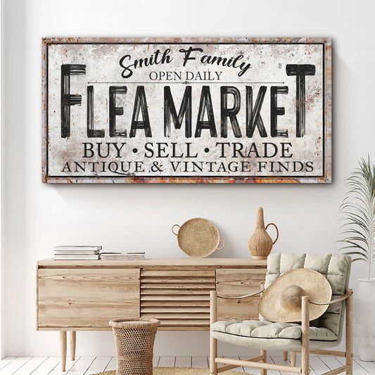 Family Flea Market Vintage Canvas Wall Art Sign