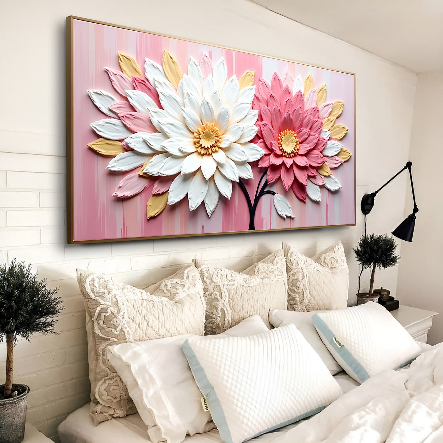 Blushing Blooms Pink Floral Canvas Wall Art