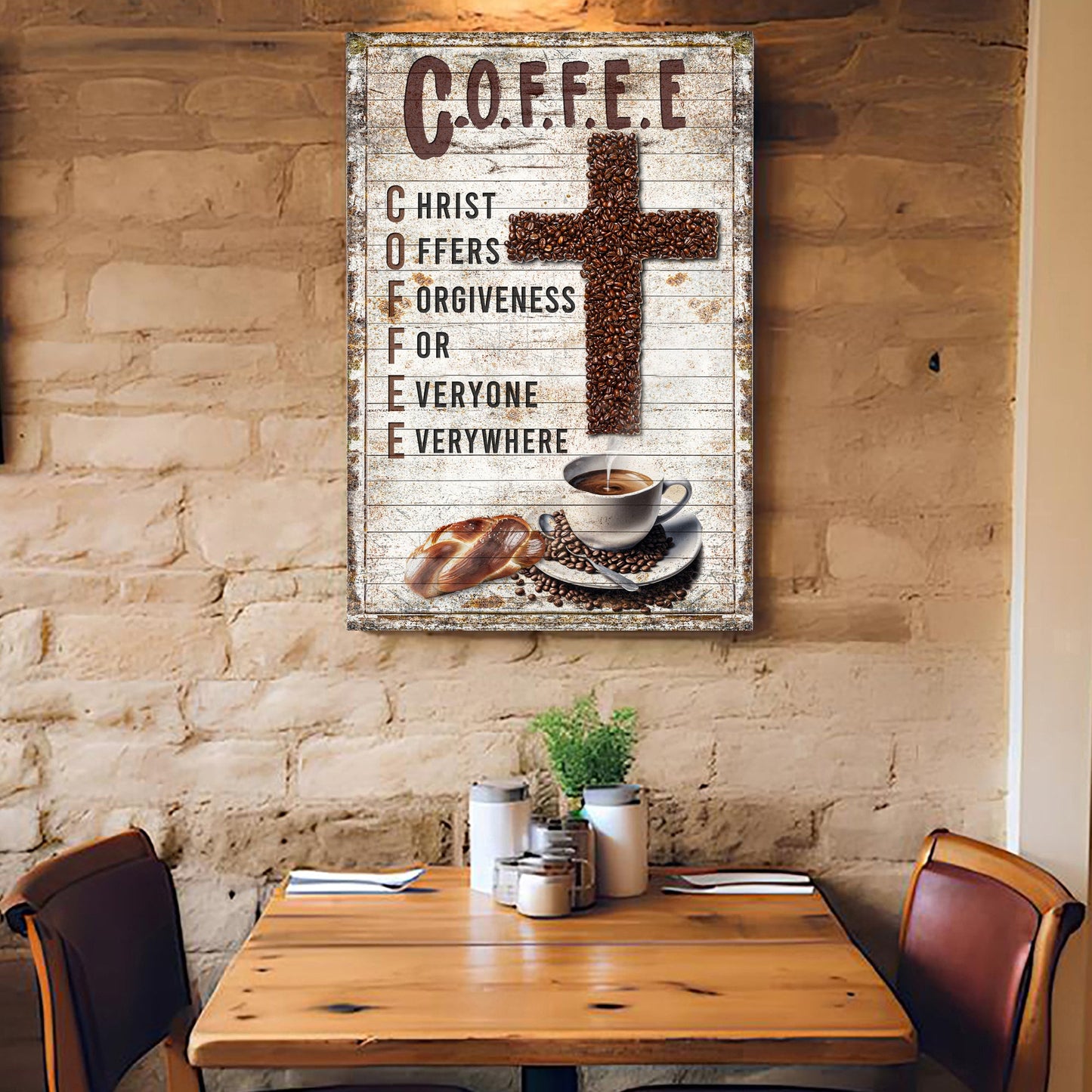 Christ and Coffee Faith Sign Canvas Wall Art