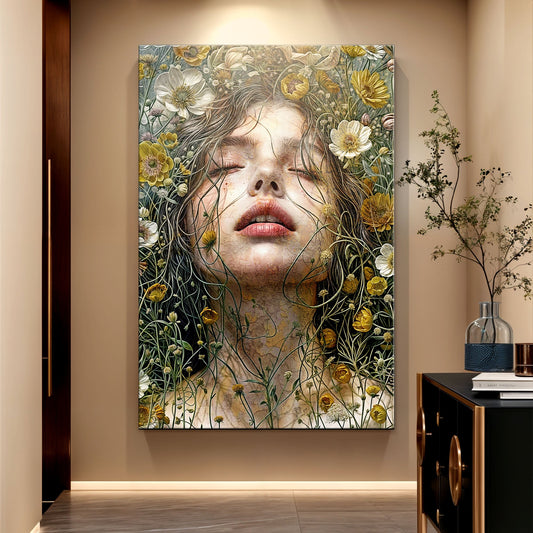 Garden Blossom floral canvas wall art with soft painterly blooms, gallery-wrapped, ready to hang