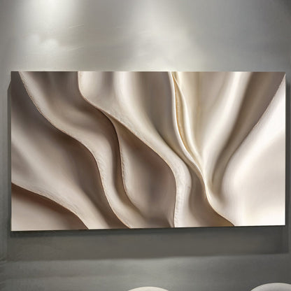 Beige minimalist abstract canvas wall art in warm earthy tones, ready to hang