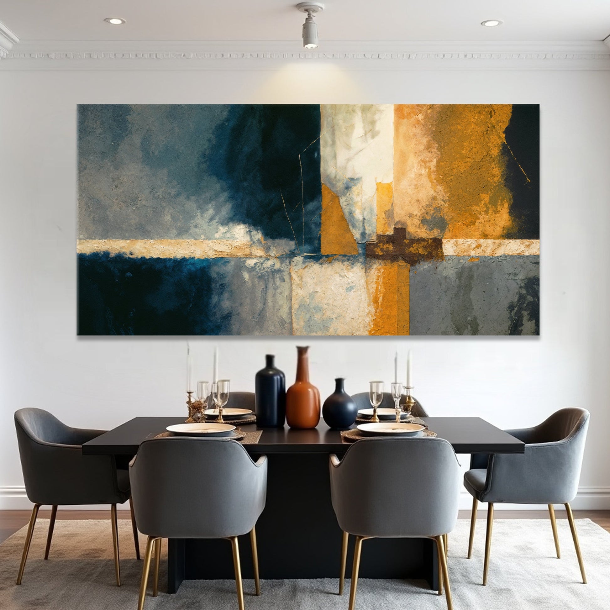 Abstract geometric lines canvas wall art
