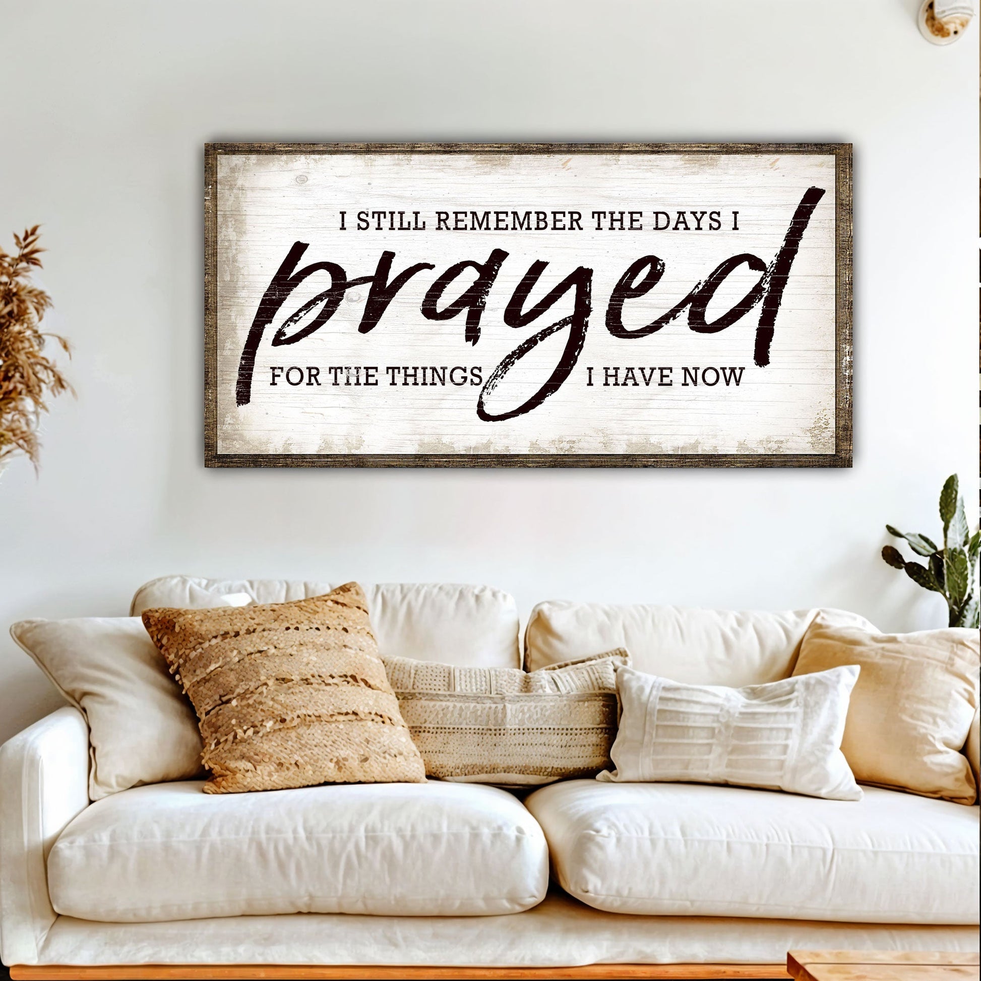 I Still Remember The Days I Prayed wide faith canvas wall art with devotional lettering