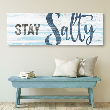 Stay Salty coastal wall art canvas sign beach house and lake decor