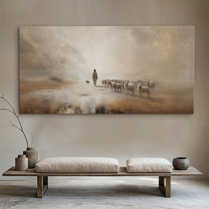 Lord Is My Shepherd faith canvas wall art with a calm peaceful mood, ready to hang