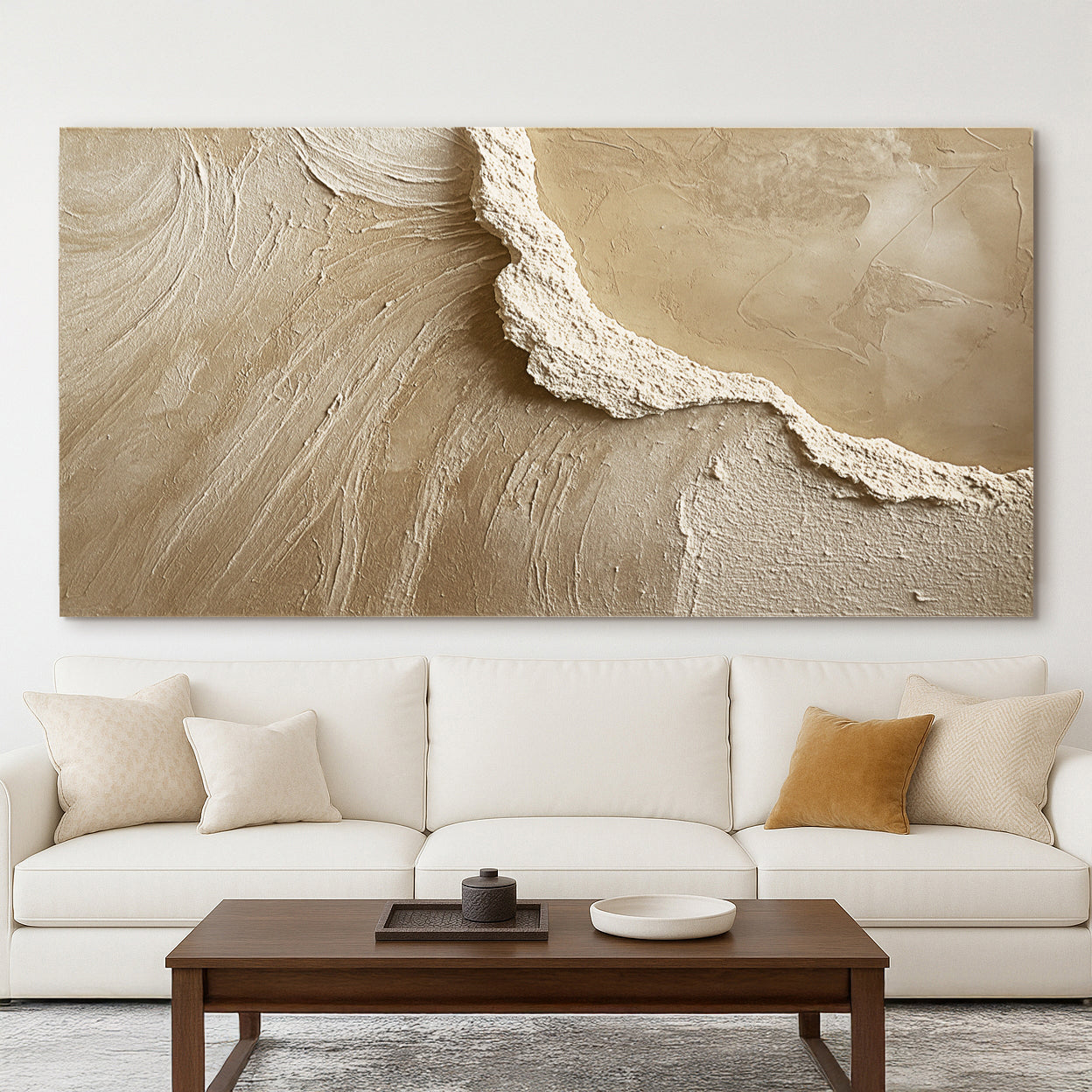 Minimalist wide panoramic abstract canvas wall art — horizontal modern decor gallery wrapped