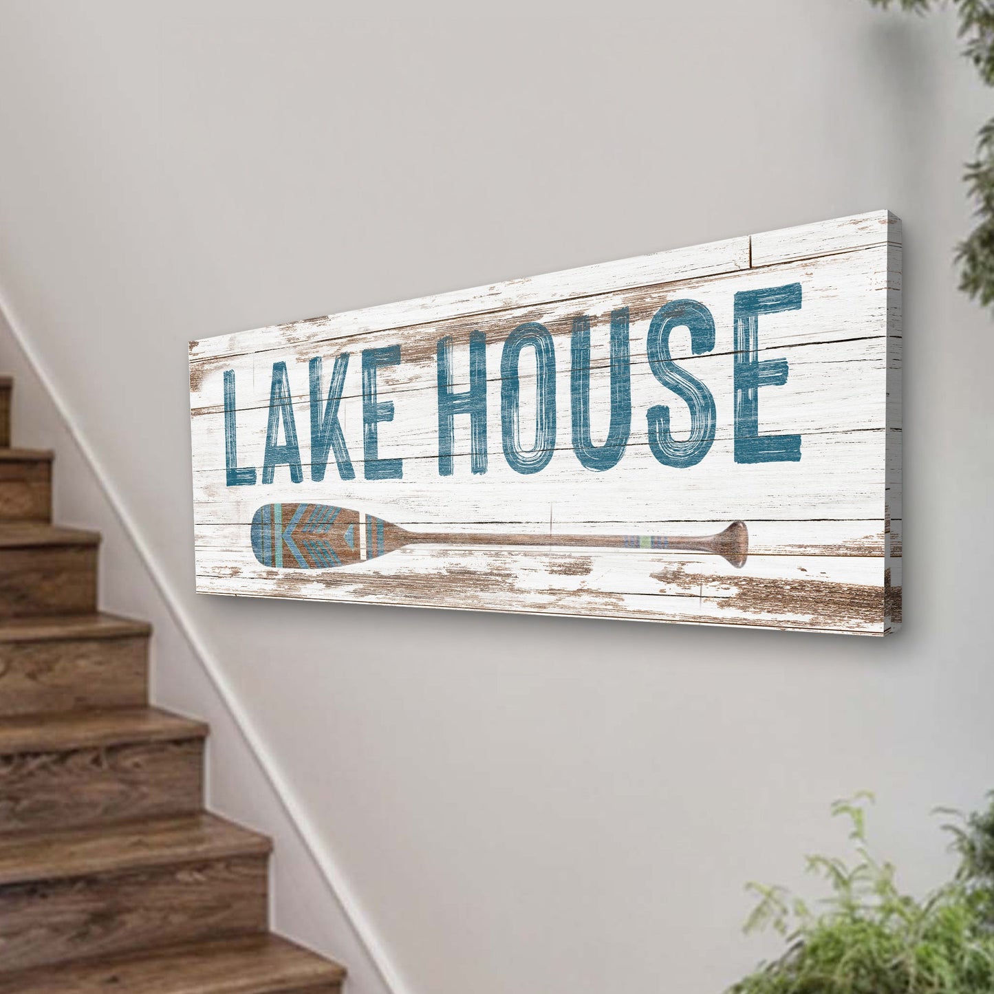 Lake House Coastal Sign Canvas Wall Art